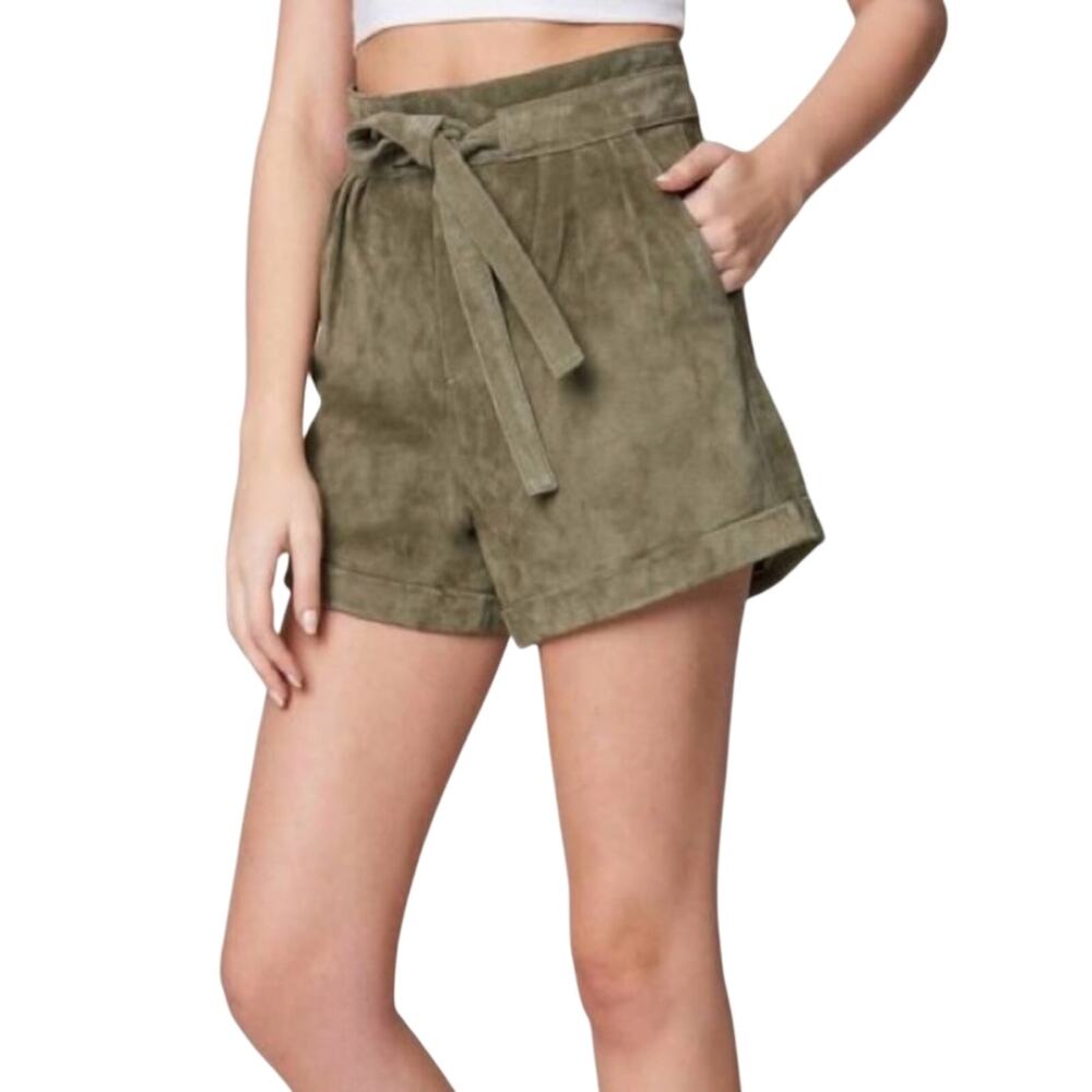 Blank NYC  Suede  High-Waist Short With Lining In Rosemary Sage NEW Size 29